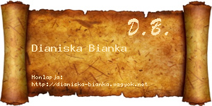 Dianiska Bianka névjegykártya